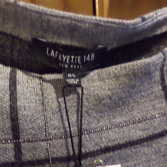 LAFAYETTE 148 New York Sweater Grey Black Window Pane-Short Sleeve-M/L - NEW $59 - Picture 5 of 12